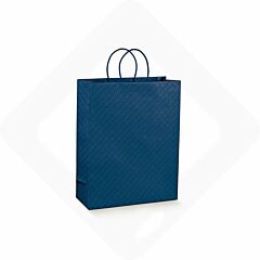 Borsette in carta con cordino Matelassé Blu - 3 Bottiglie